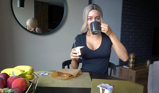 Русская парочка после завтрака снимают на видео камеру домашнее порно